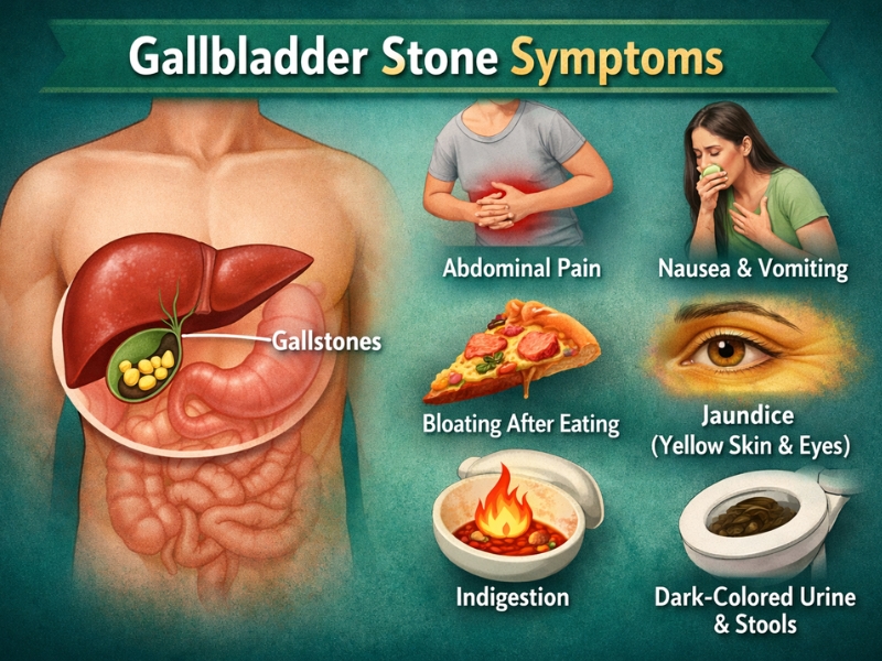 Gallbladder stone symptoms causing stomach pain after eating in New Delhi