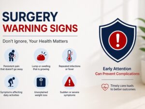 warning signs for surgery like pain swelling or bleeding that should not be ignored in Delhi