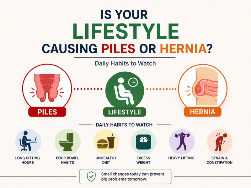 daily habits causing piles and hernia like poor diet sitting and straining in Delhi